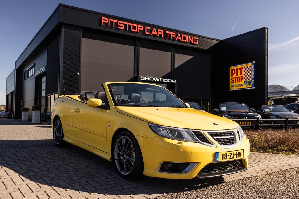 Saab 9-3 Cabrio 2.0T Aero, Lynx Yellow, Memory, Hirsch Grill, 1998 cc, Gebruikt, Zwart, Cabriolet