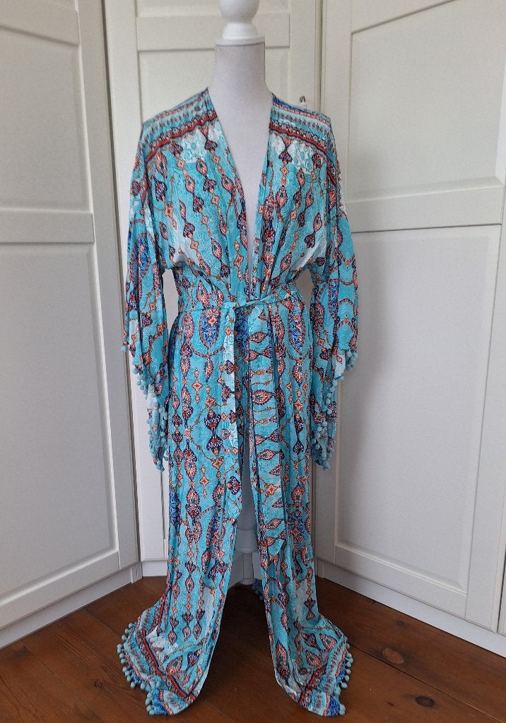 Jaase nieuwe aqua blauwe hippie ibiza kaftan kimono XXL, Jaase, Blauw, Maat 46/48 (XL) of groter, Nieuw