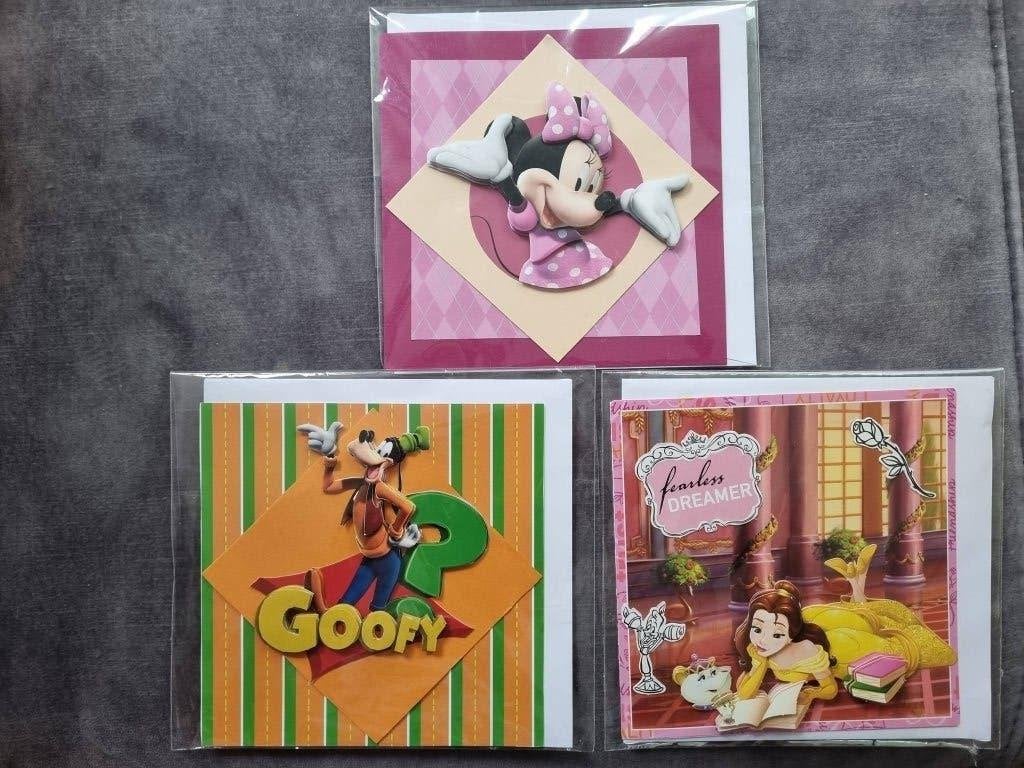 vierkante 3D disney kaarten met envelop (goed doel), Ophalen of Verzenden, Nieuw, Disney