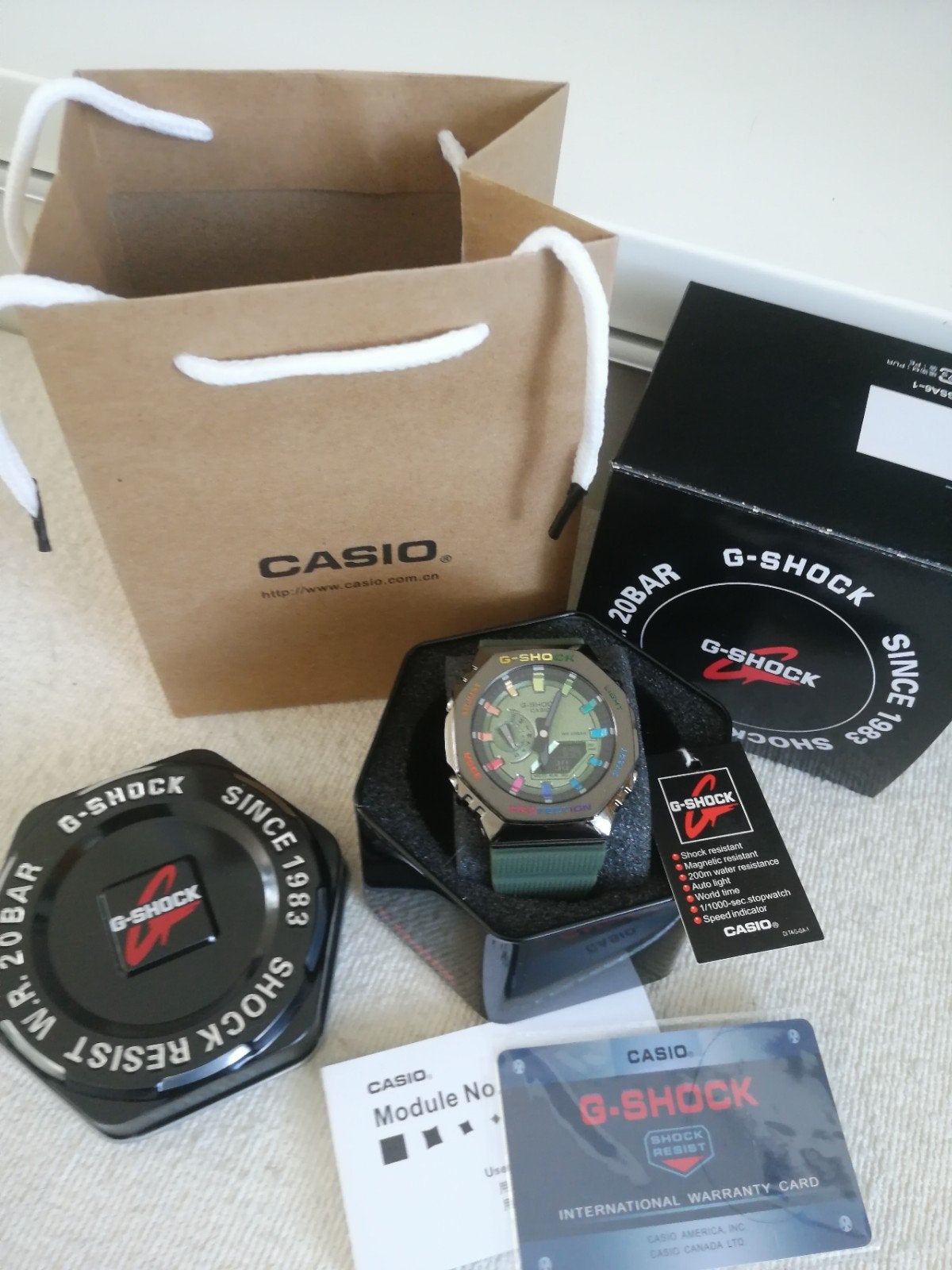 G-shock GM2100S Stalen kast Siliconen band met doos Nieuw, Ophalen of Verzenden, Nieuw, Zwart, G-shock