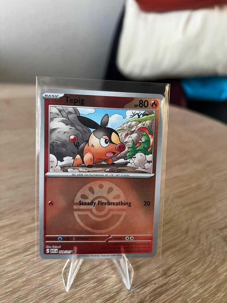 Pokémon Kaart Tepig 029/217 - Pokeball, Ophalen of Verzenden, Zo goed als nieuw, Losse kaart