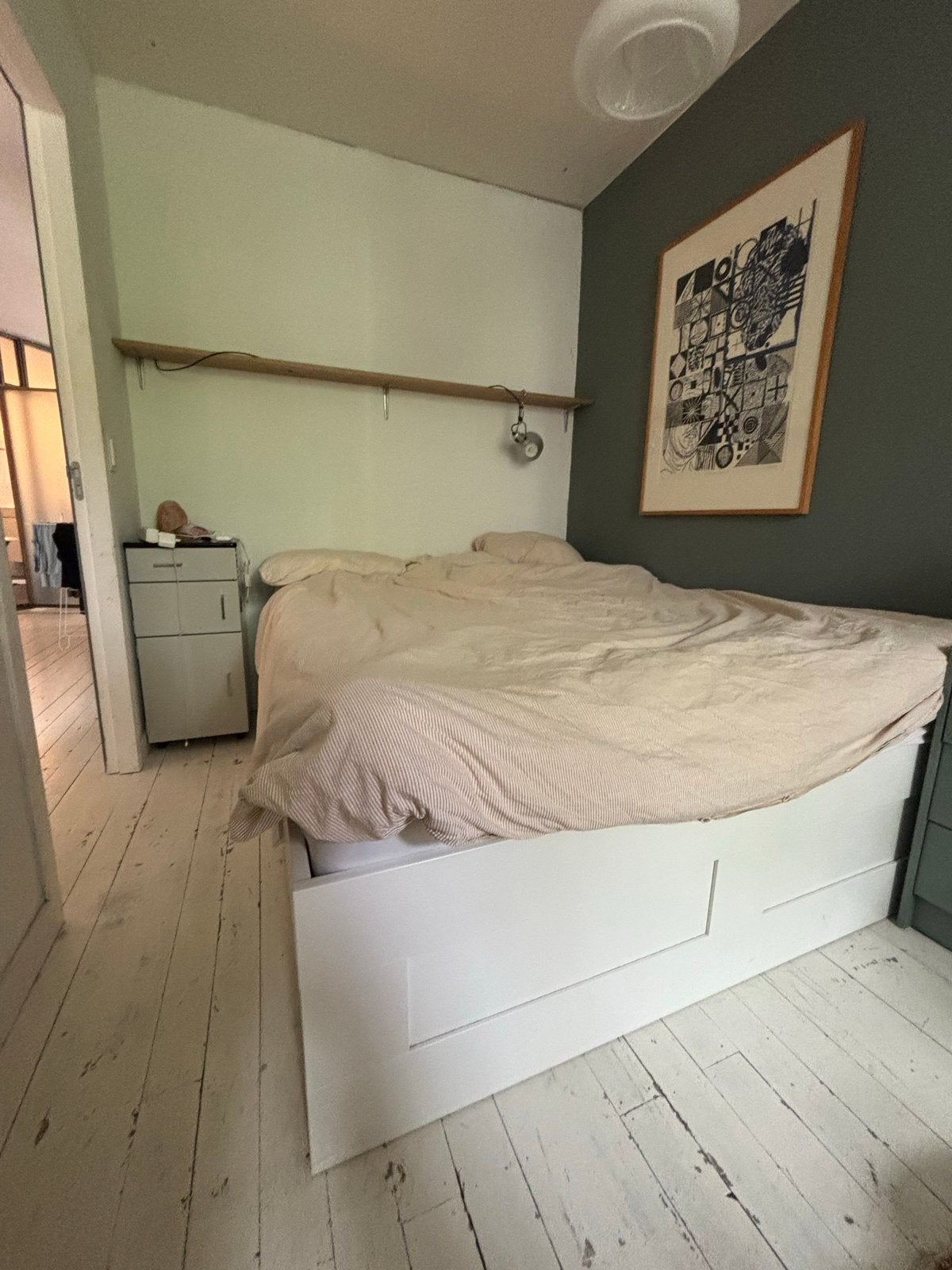 Gratis Brimnes 160 bed met IKEA Valevåg matras, Huis en Inrichting, Slaapkamer | Bedden, Ophalen, Gebruikt, Wit, Tweepersoons