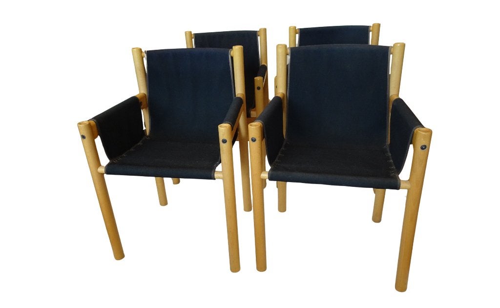 Veilinghuis Oranje -  4 Italiaanse Ibisco stoelen ' 70 - 80, Ophalen, Hout, Gebruikt, Blauw