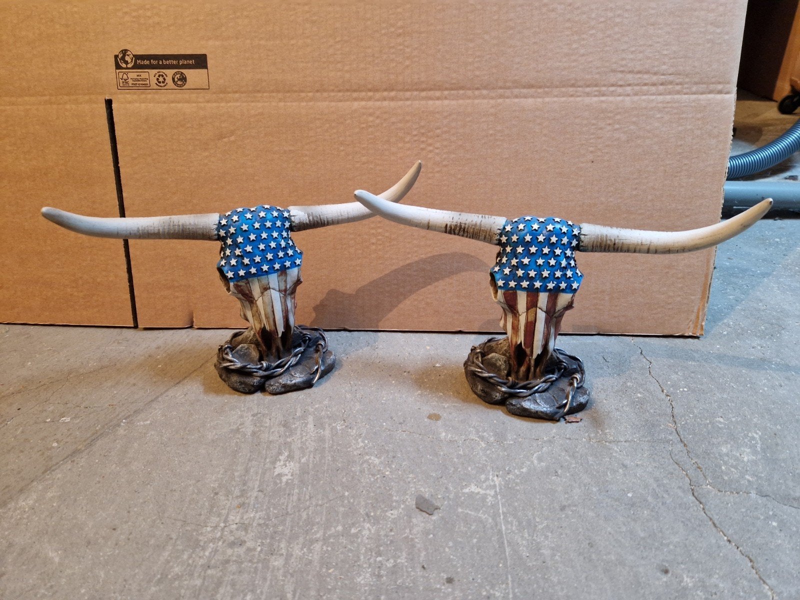 Decoratieve Longhorn Schedels met Amerikaanse Vlag Design, Ophalen of Verzenden