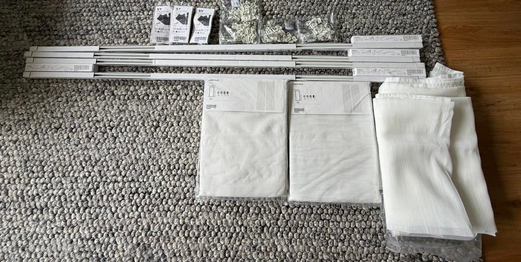 IKEA Gordijnen set Gjertrud en Vidga, 100 tot 150 cm, 200 cm of meer, Wit, Nieuw