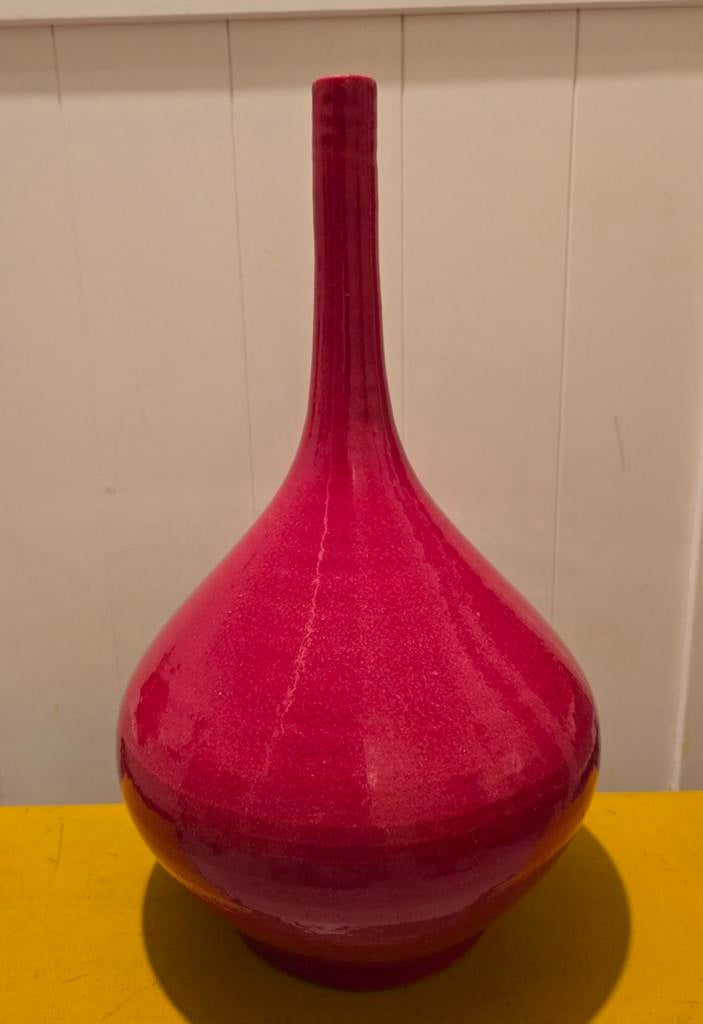 Mooie rode vaas, Ophalen of Verzenden, Minder dan 50 cm, Rood, Glas