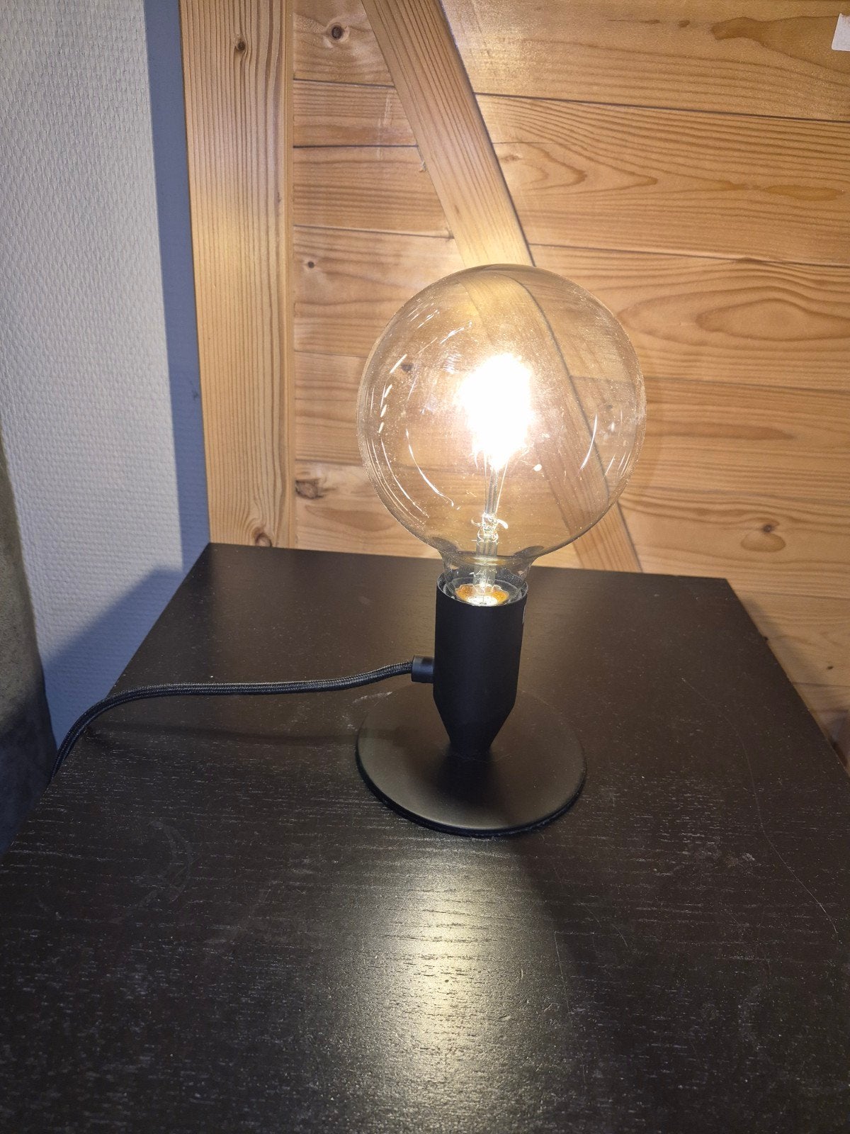 Set van 2 moderne tafellampen, Ophalen, E27 (groot), LED verlichting, Zwart