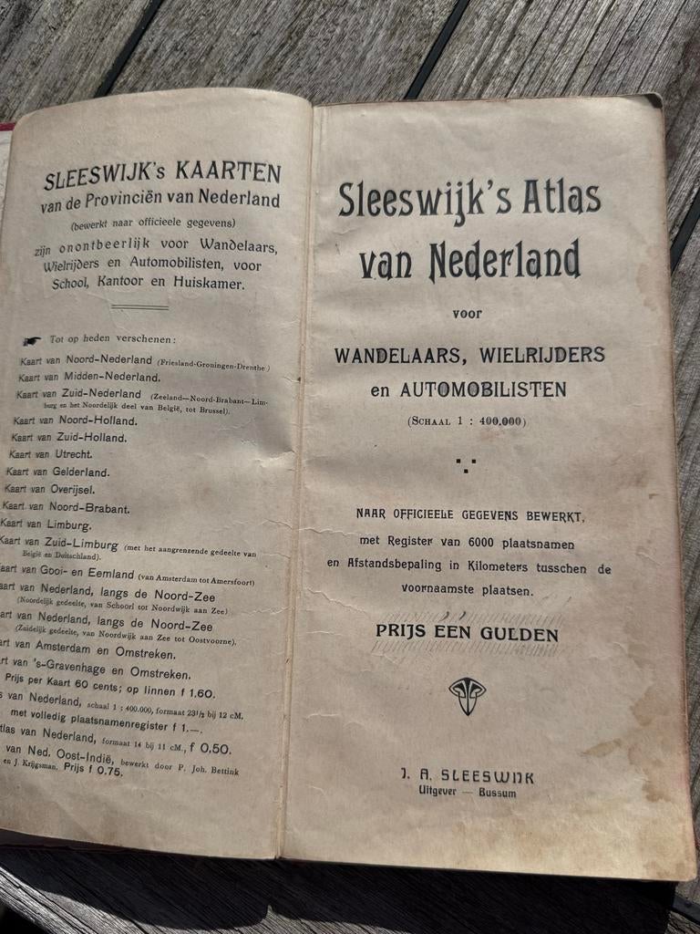 Sleeswijk's Atlas van Nederland - Oude Landkaart, Gelezen, Ophalen of Verzenden, Landkaart, 1800 tot 2000