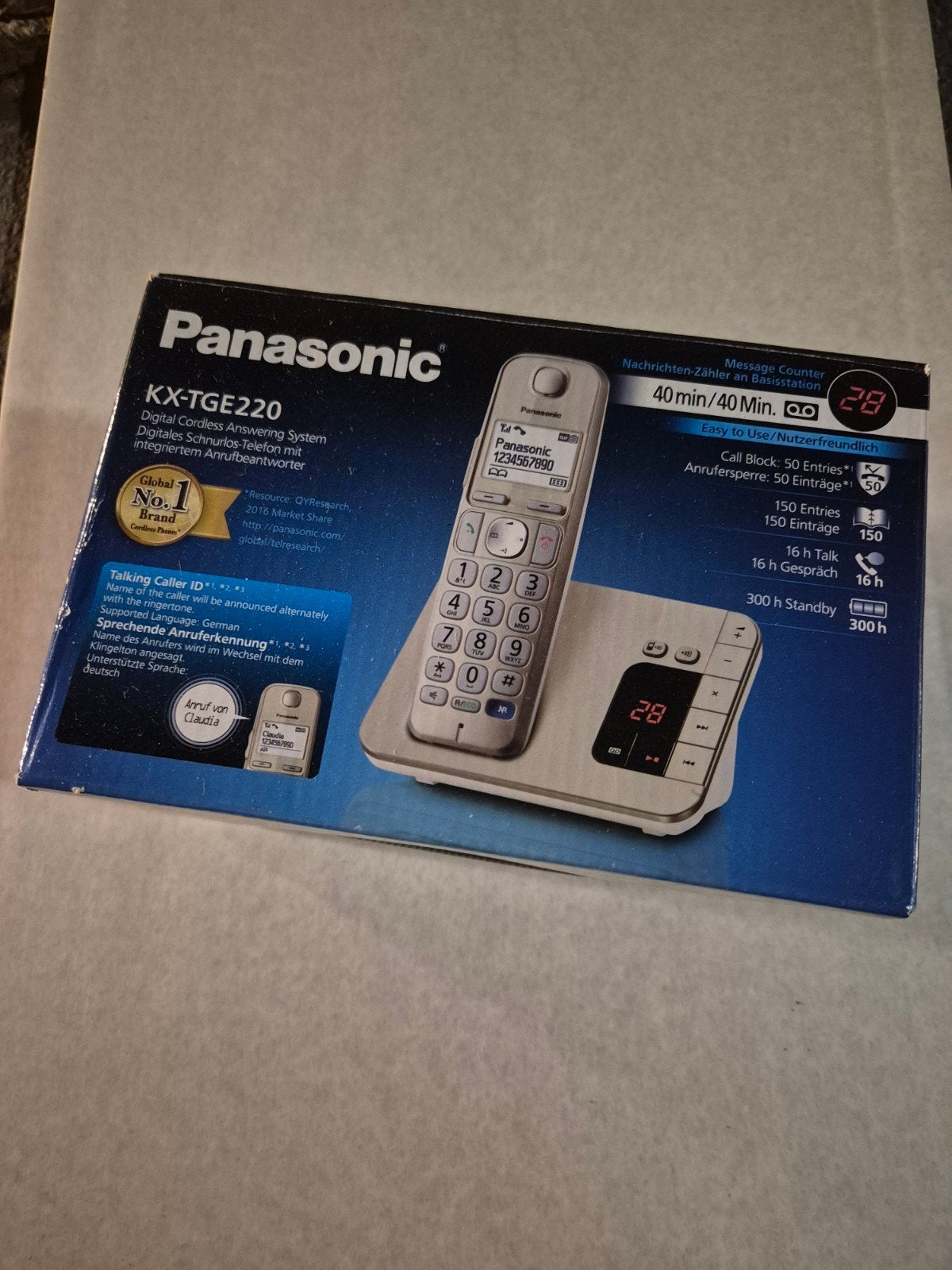 Panasonic KX-TGE220 Vaste Telefoon met Antwoordapparaat, Telecommunicatie, Ophalen of Verzenden, Nieuw, 1 handset