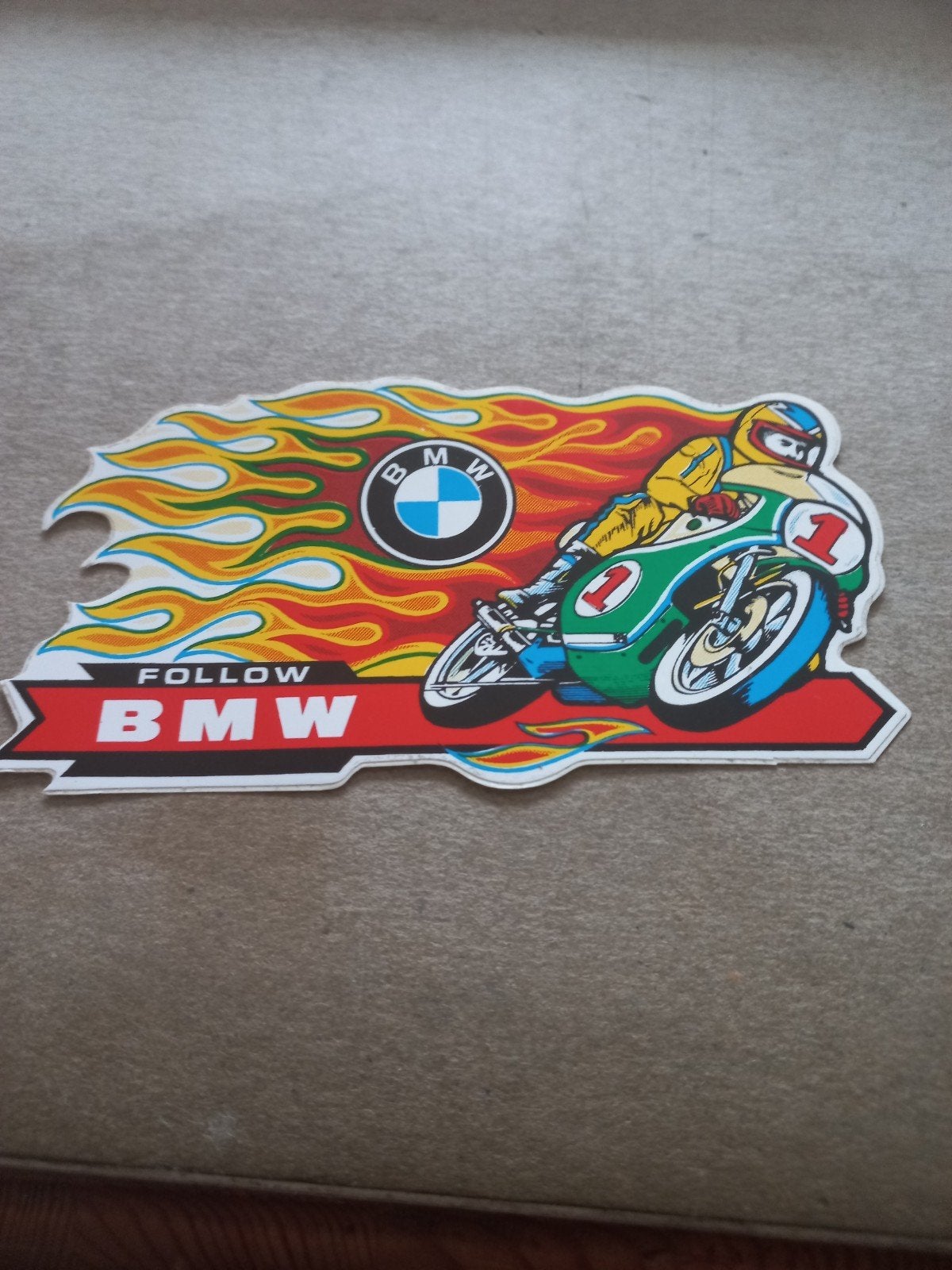 Vintage BMW Motorfiets Sticker - Vlammen Design, Verzamelen, Stickers, Ophalen of Verzenden