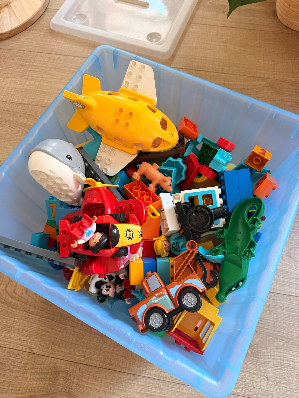 Grote doos vol met LEGO Duplo en grondplaat, Kinderen en Baby's, Ophalen, Zo goed als nieuw
