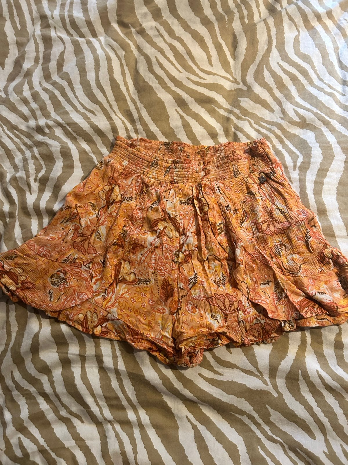 Cotton Club Oranje Bloemenprint Shorts Maat S, Kort, Oranje, Ophalen of Verzenden, Zo goed als nieuw