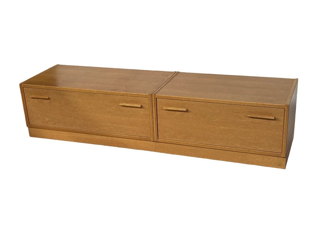 Vintage Dressoir Lowboard Tv Meubel Jaren 80 Eiken Fineer, Gebruikt, Vintage, Met lade(s), 25 tot 50 cm