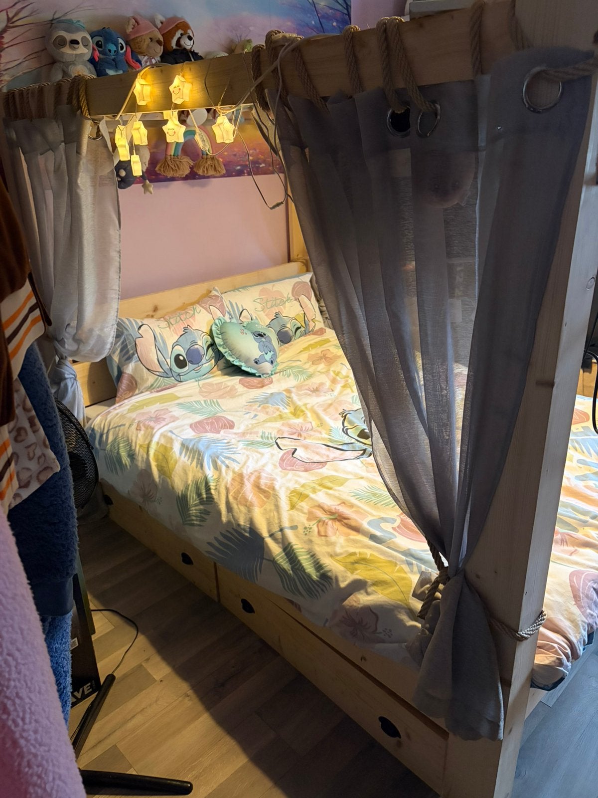 Handgemaakt steigerhout 2 persoons hemebed 140x200cm, Huis en Inrichting, Slaapkamer | Bedden, Ophalen, Steigerhout, 140 cm, Industriële