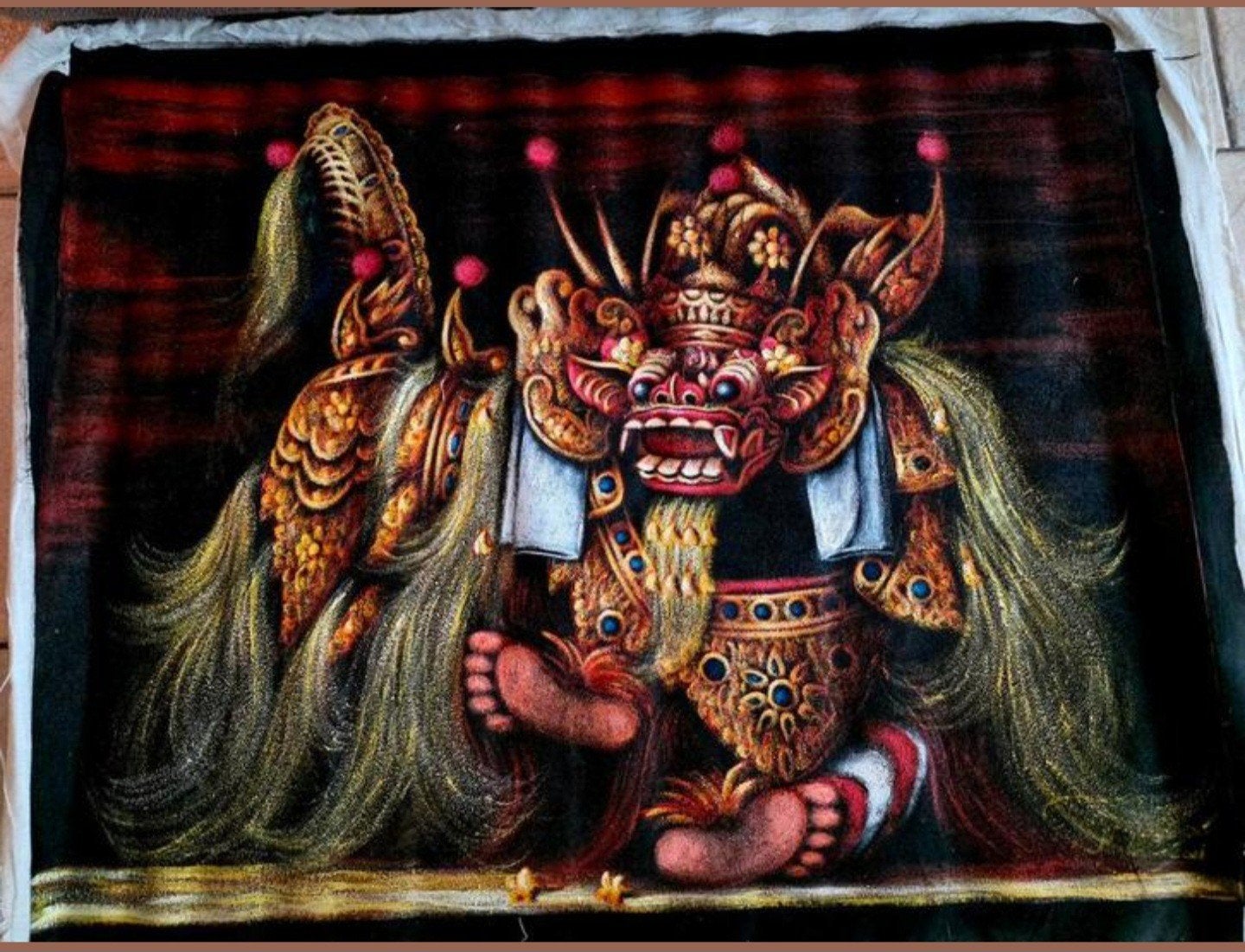 Balinees Schilderij BARONG, Antiek en Kunst, Verzenden