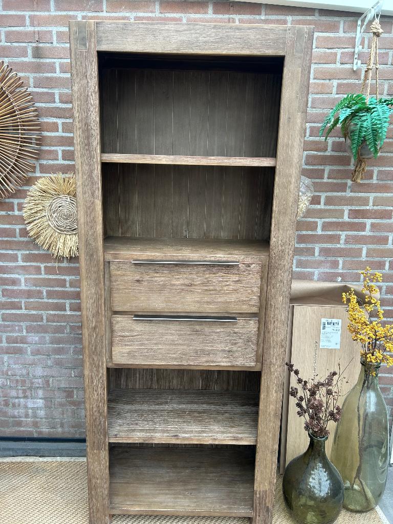 Wandkast hout met 2 lades, Huis en Inrichting, Kasten | Wandmeubels, Ophalen, Met plank(en), Zo goed als nieuw, Minder dan 150 cm