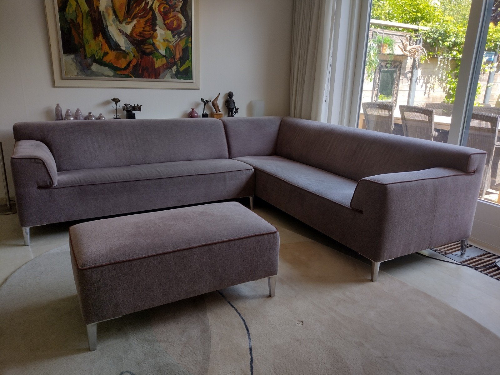 Pode (Leolux) Insert hoekbank en poef. Kleur: taupe., Ophalen, Zo goed als nieuw, Stof, Modern