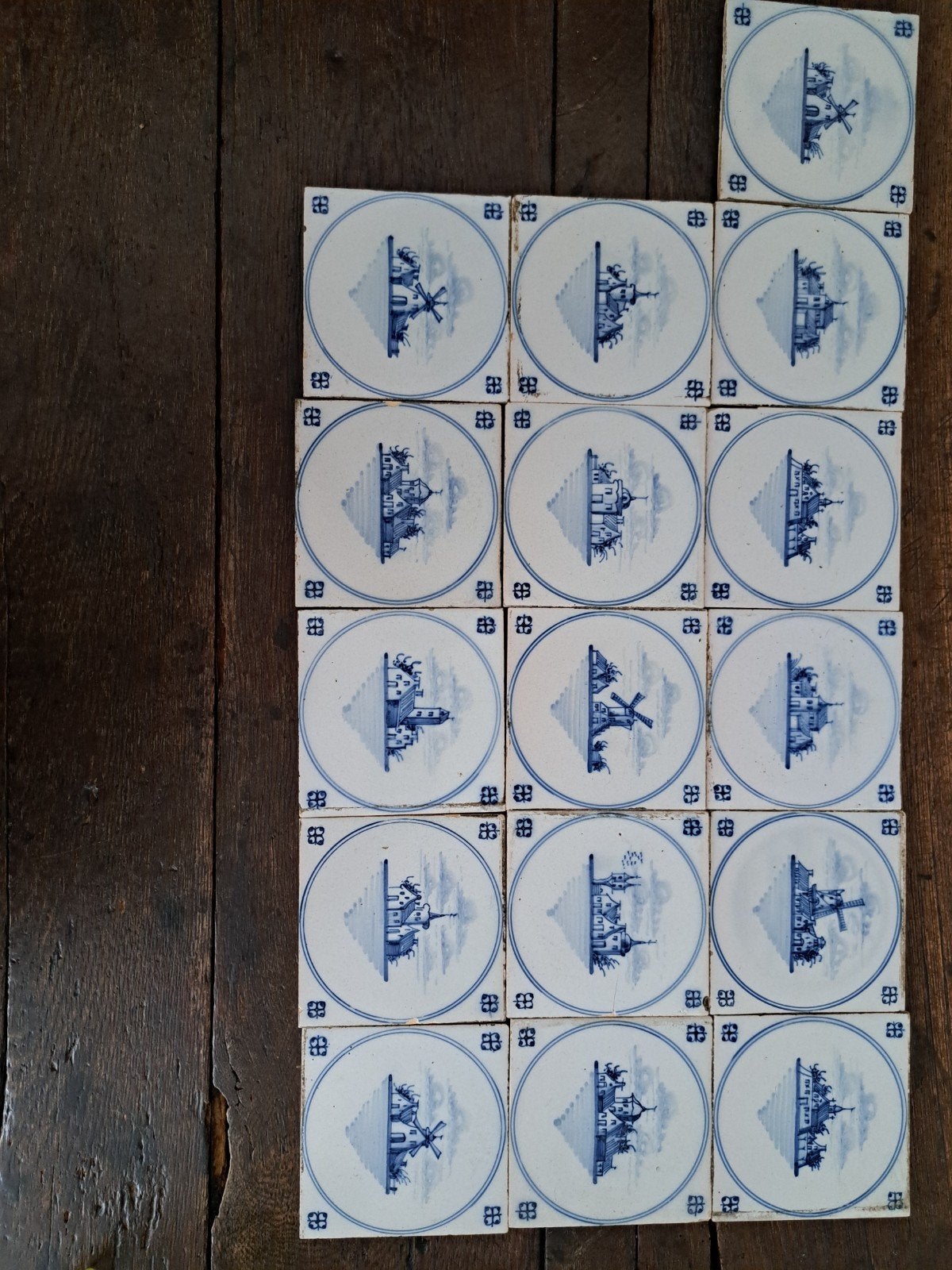 Set van 16 Delfts blauwe tegels met Hollandse taferelen, Ophalen of Verzenden