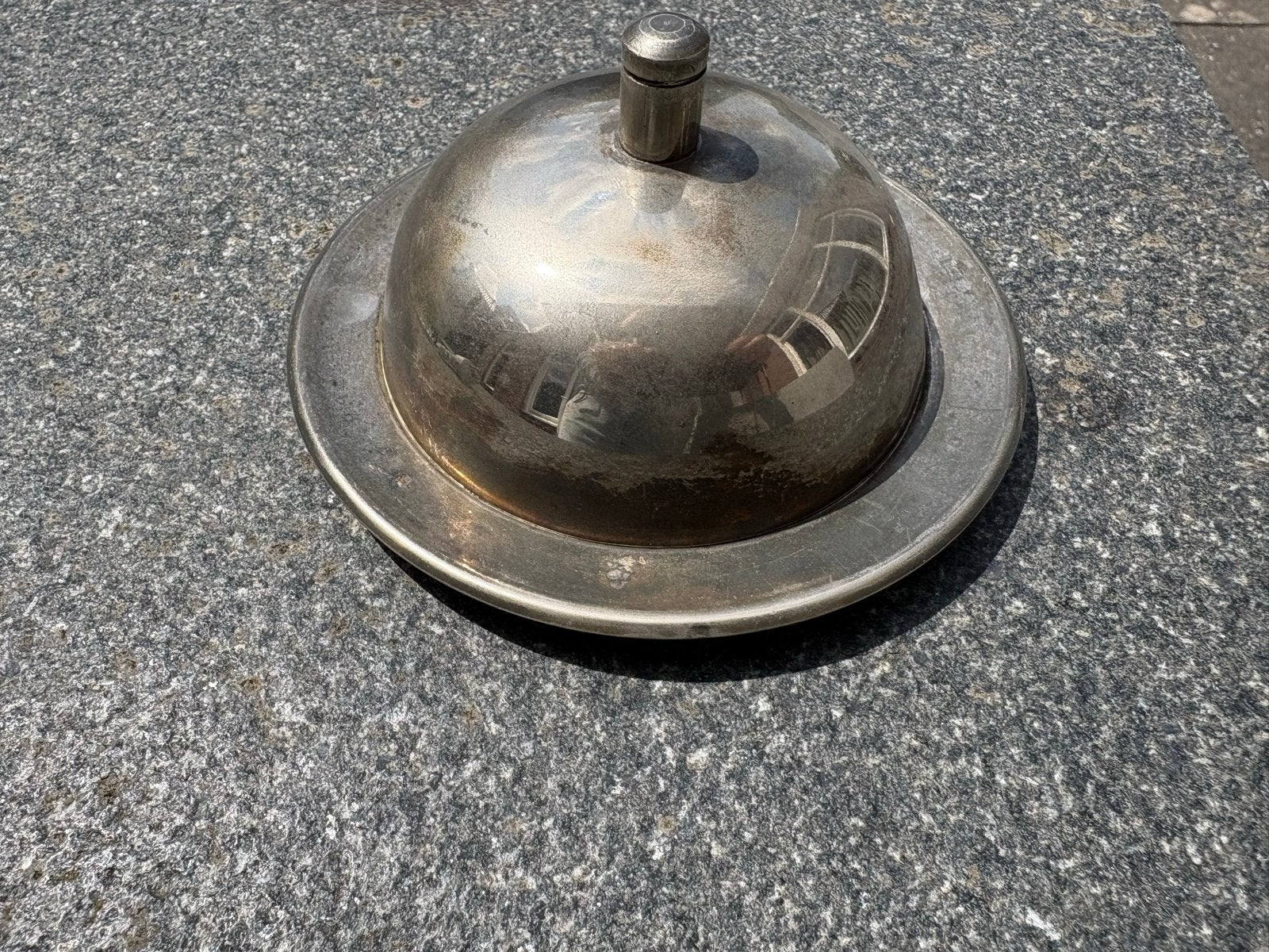 Antieke verzilverde botervloot / stolp met deksel, Ophalen of Verzenden, Zilver