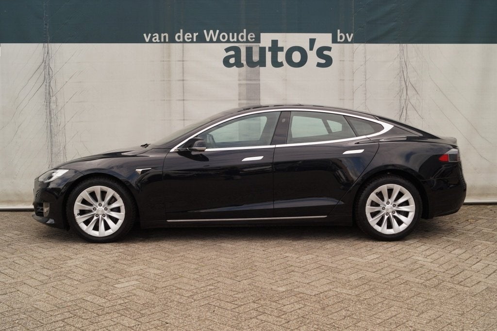 Tesla Model S 75D 333pk -SOH85%-PANO-NAVI-ECC-PDC-CAM-, Auto's, Tesla, Gebruikt, Leder en Stof, Zwart, Origineel Nederlands