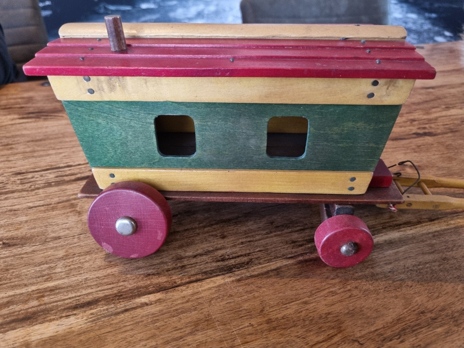 Vintage houten woonwagen - Aniek Speelgoed, Ophalen of Verzenden