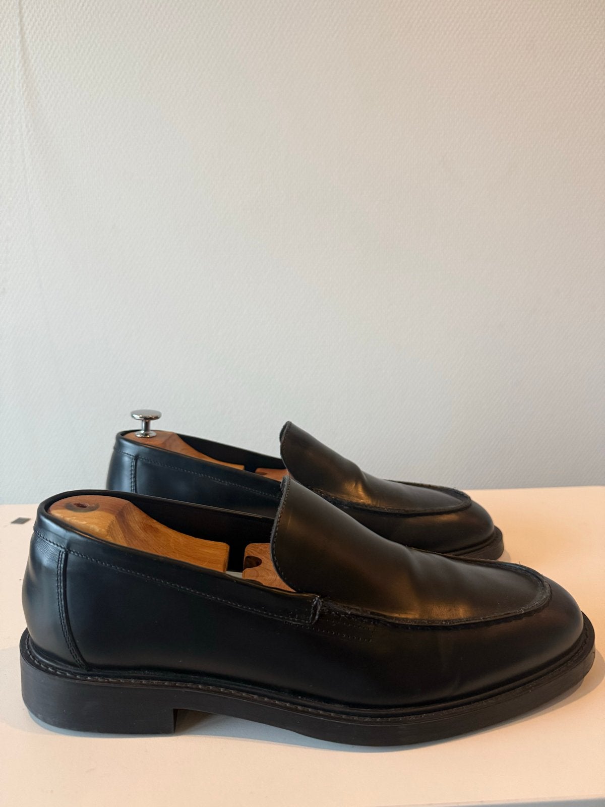 Massimo Dutti Nappa Loafers - Zwart Leer, Ophalen of Verzenden, Gedragen, Instappers, Zwart
