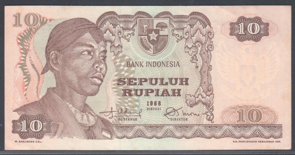 Indonesia 10 Rupiah 1968  General Sudirman, Postzegels en Munten, Verzenden, Zuidoost-Azië, Los biljet