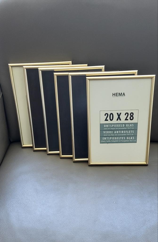 6 fotolijsten messinglijst/1met houtenlijst/2 met goudkleur, Ophalen of Verzenden, Zo goed als nieuw