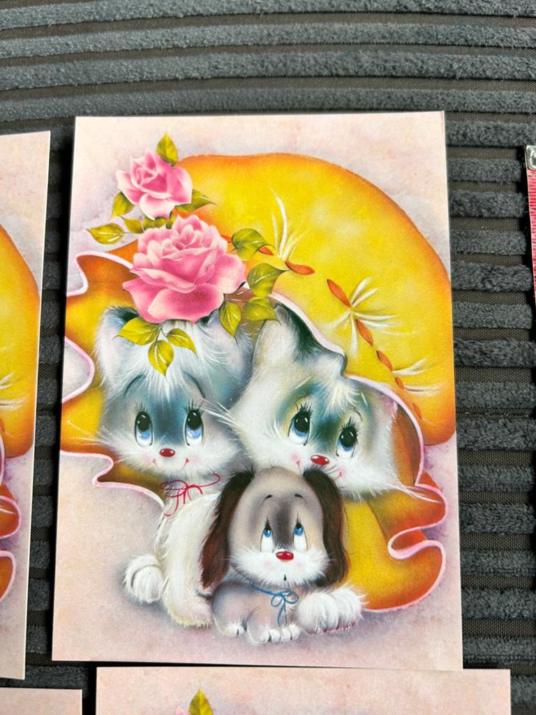 18. Vintage kinderkaart Poesjes hond Muts, Ophalen of Verzenden, Ongelopen, Kinderen