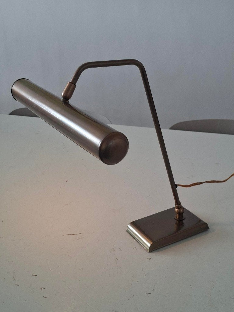 vintage messing bureaulamp pianolamp art deco bauhaus design, Ophalen of Verzenden