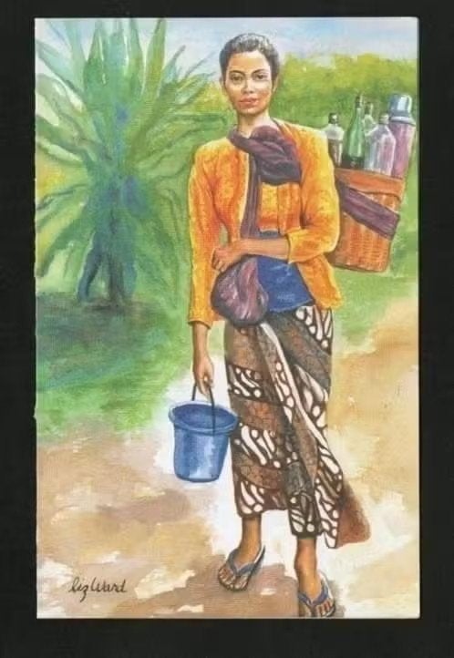 Indonesië Indië Jakarta Gadis Penjual Jamu, Liz Ward., Ophalen of Verzenden, 1960 tot 1980, Ongelopen, Buiten Europa