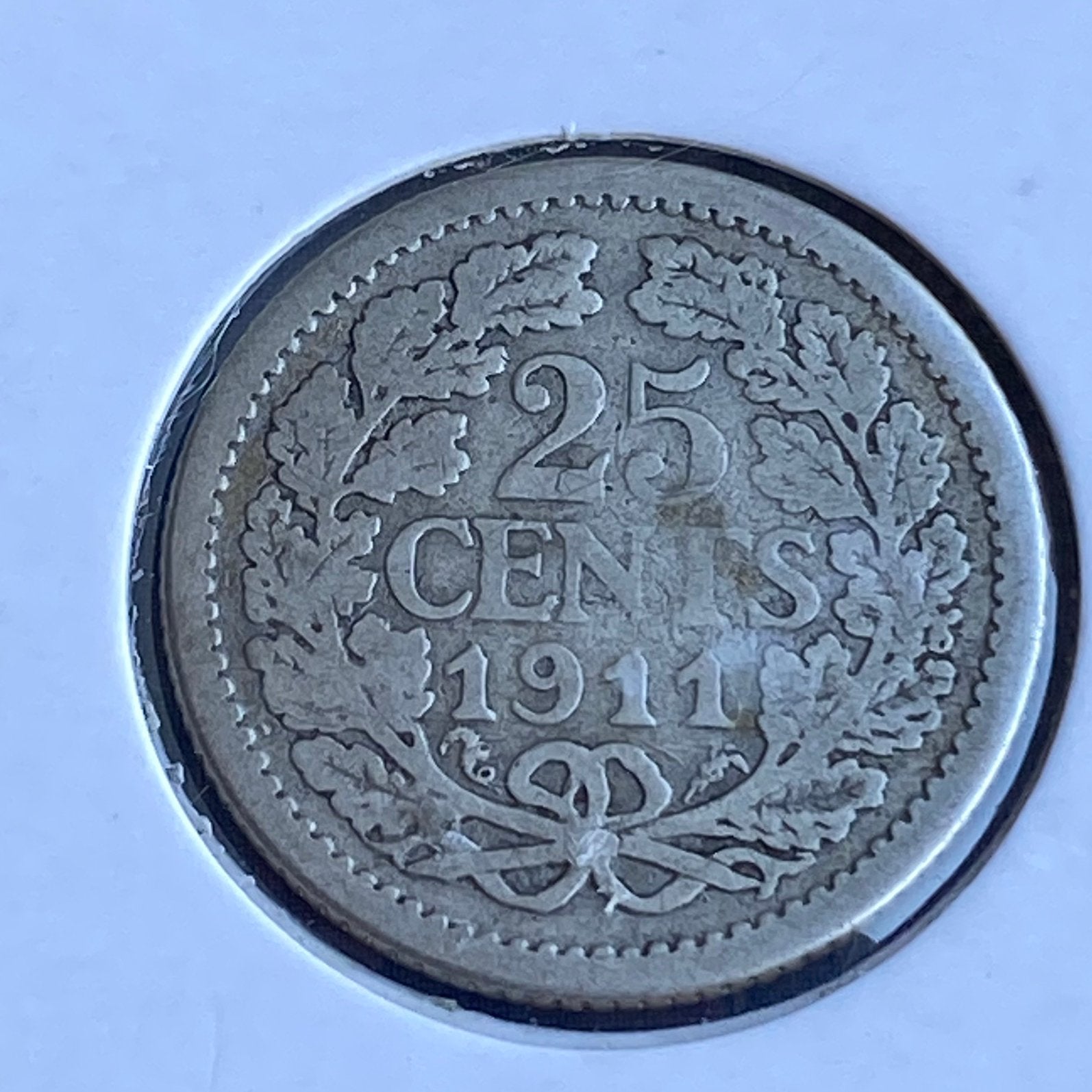 25 Cent / Kwartje Zilver uit 1911 van Wilhelmina, Postzegels en Munten, Munten | Nederland, Verzenden, Zilver, 25 cent, Koningin Wilhelmina