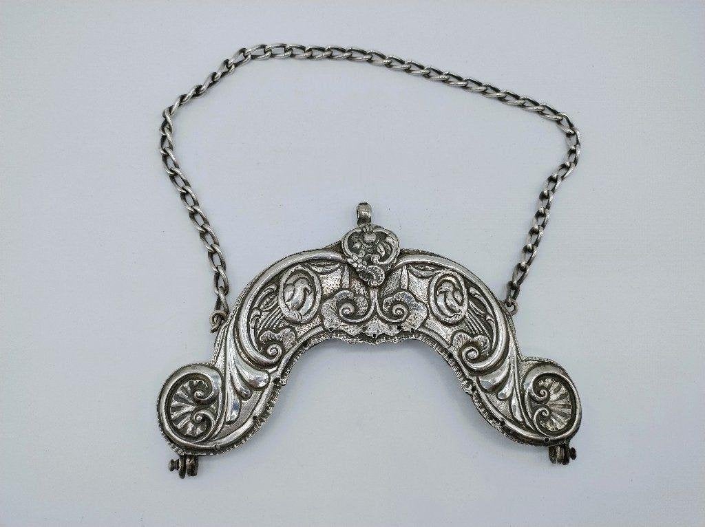 Zilveren tasbeugel met ketting, H. Hubert, Groningen, 1790, Antiek en Kunst, Verzenden, Zilver