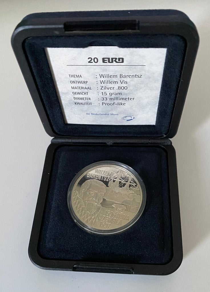 Zilveren 20 Euro 1996 "Willem Barentsz" – Proof-like + certi