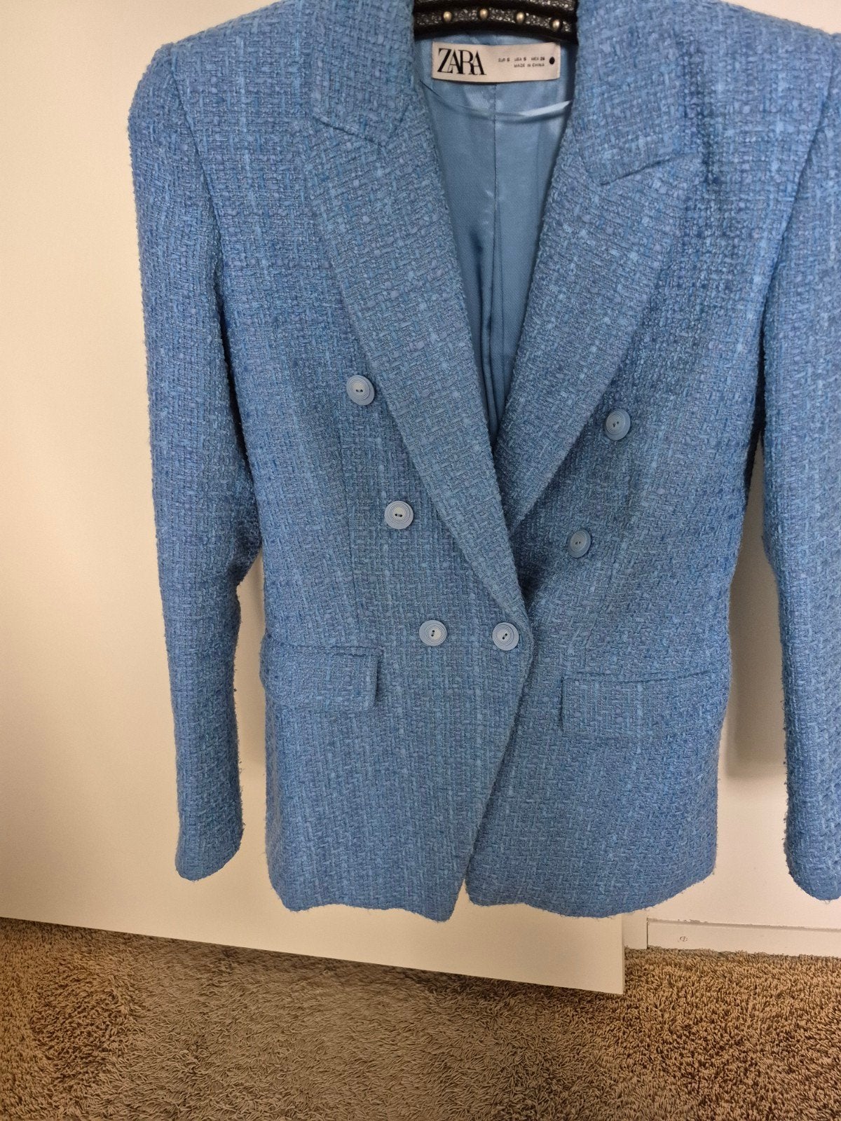 Zara, structuur blazer. Maat S., Kleding | Dames, Blauw, Ophalen of Verzenden, Jasje, Maat 36 (S)
