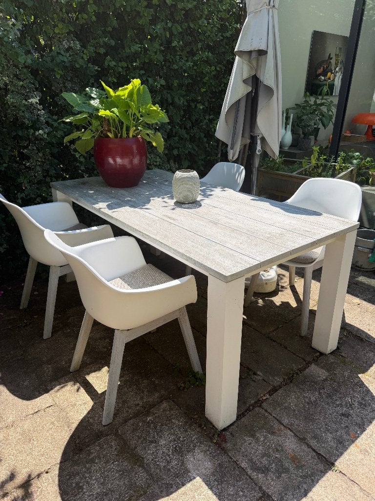 tuinset met 4 kuipstoelen zgan, Tuin en Terras, Tuinsets en Loungesets, Ophalen, 4 zitplaatsen, Zo goed als nieuw, Tuinset