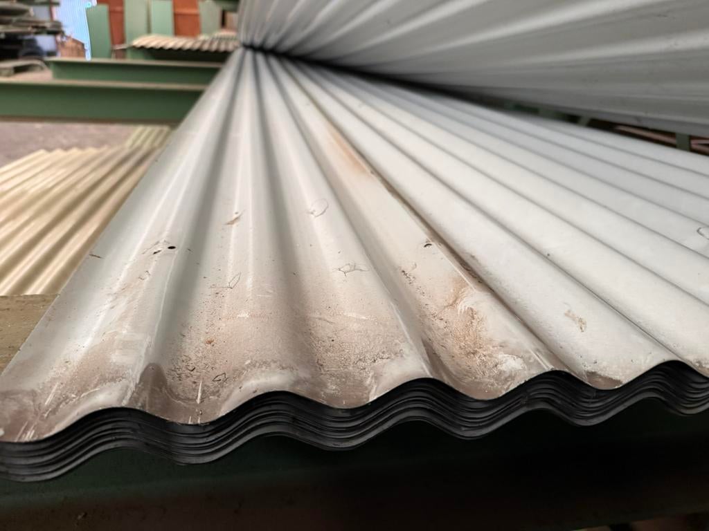 Golfplaten van metaal 0,86x7,40, Doe-het-zelf en Verbouw, Dakpannen en Dakbedekking, Ophalen, Gebruikt, Overige kleuren, 15 m² of meer