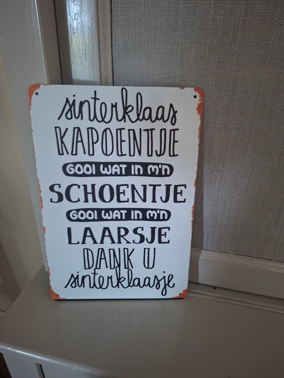 Metalen decoratie bordje Sinterklaas, Tekstbord, Metaal, 20 cm, Nieuw