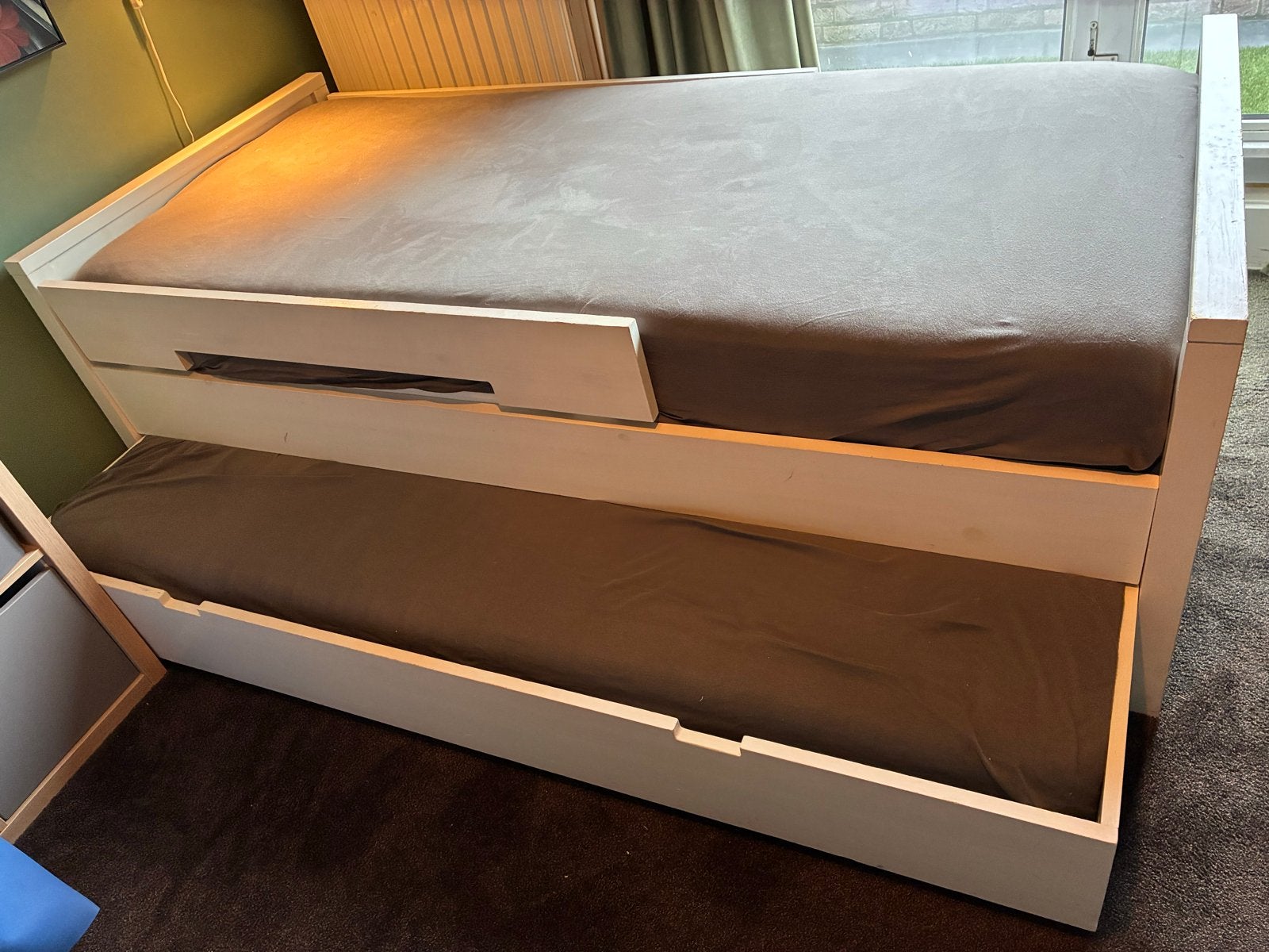 TOPAANBIEDING Bopita Basic Wood bed met extra logeerplek, Huis en Inrichting, Ophalen, Gebruikt, 90 cm, Eenpersoons