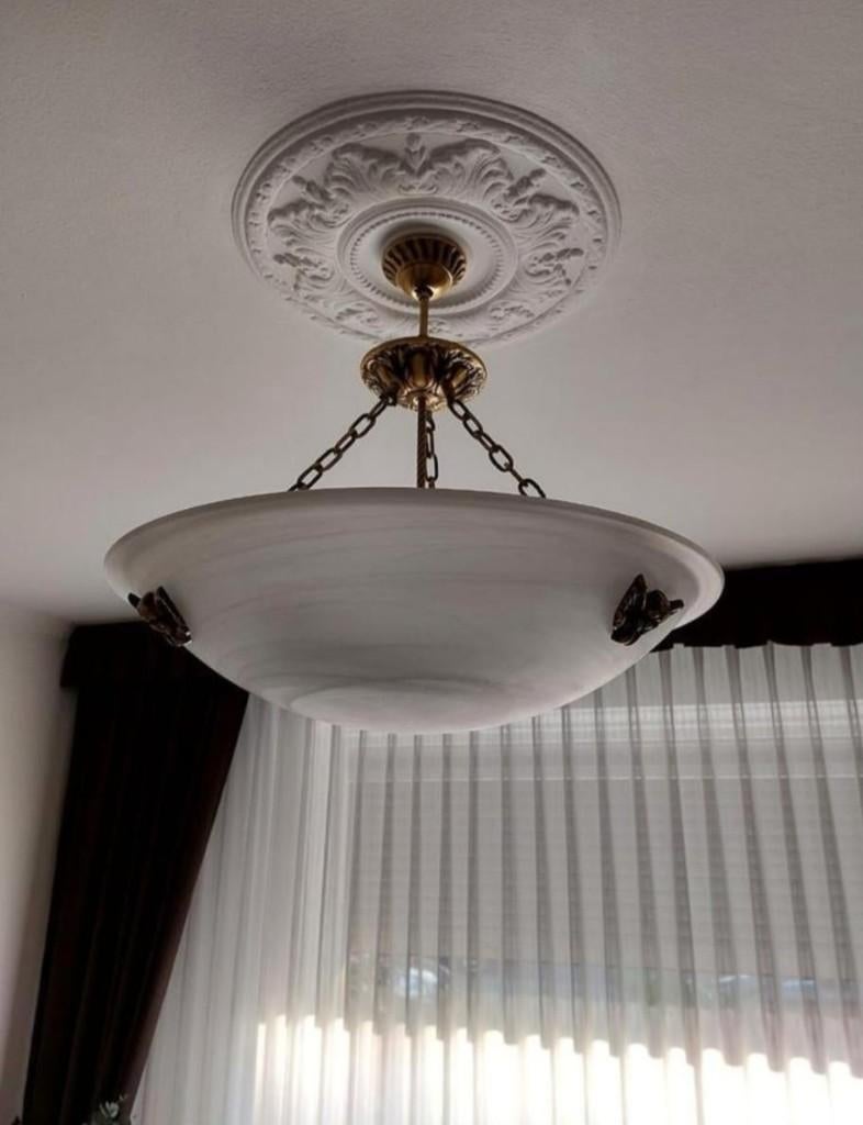 glazen schaallamp jaren 40, Ophalen of Verzenden, Gebruikt, Glas, Arte deco