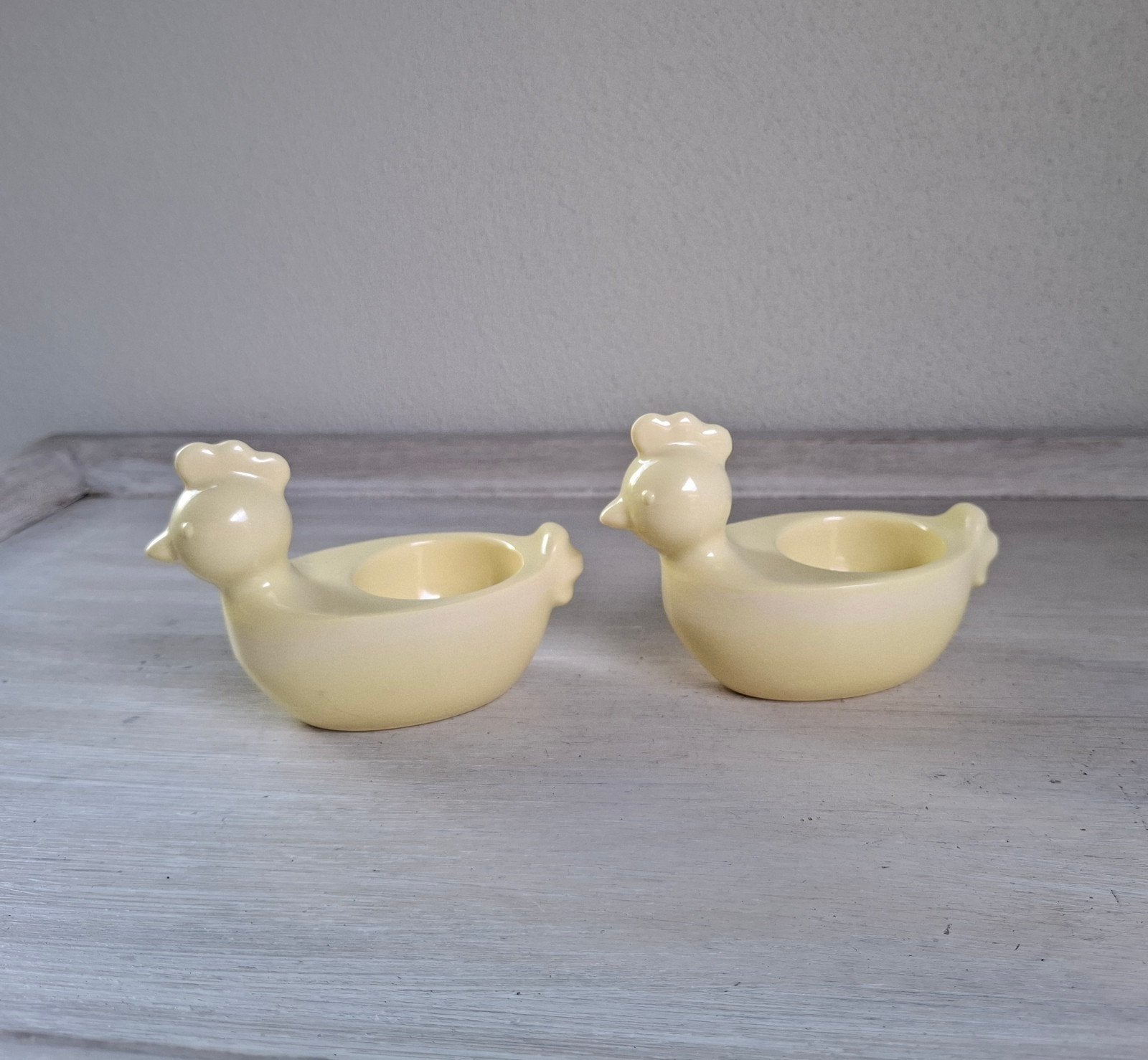 Set van 2 vintage eierdopjes in de vorm van een kip, Antiek en Kunst, Antiek | Keramiek en Aardewerk, Ophalen of Verzenden