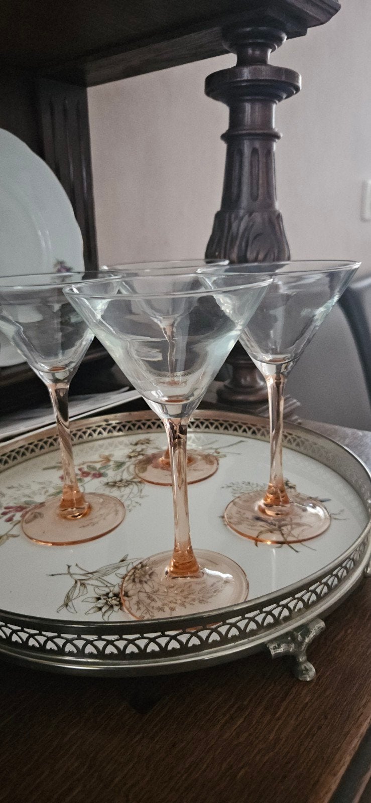 Vintage Martini Glazen - Koraal Roze Franse Stijl, Ophalen