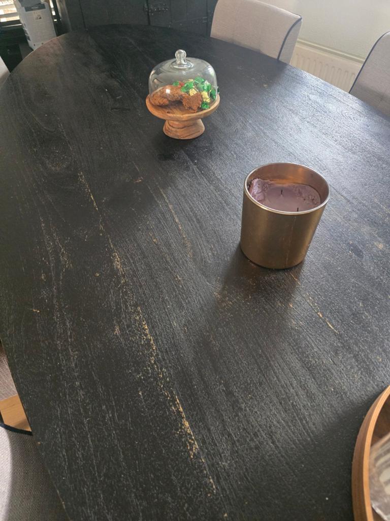 Ovale eettafel 240 cm - Zwart, Huis en Inrichting, Gebruikt, 100 tot 150 cm, 200 cm of meer, Ophalen of Verzenden