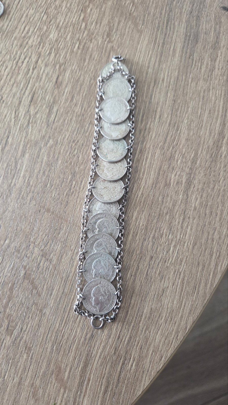 Vintage Zilveren Broche en Armband van Munten, Ophalen of Verzenden, Gebruikt, Zilver, Zilver