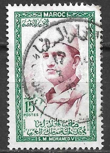 Marokko 1956 Sultan Mohammed V, Postzegels en Munten, Ophalen of Verzenden, Marokko, Gestempeld