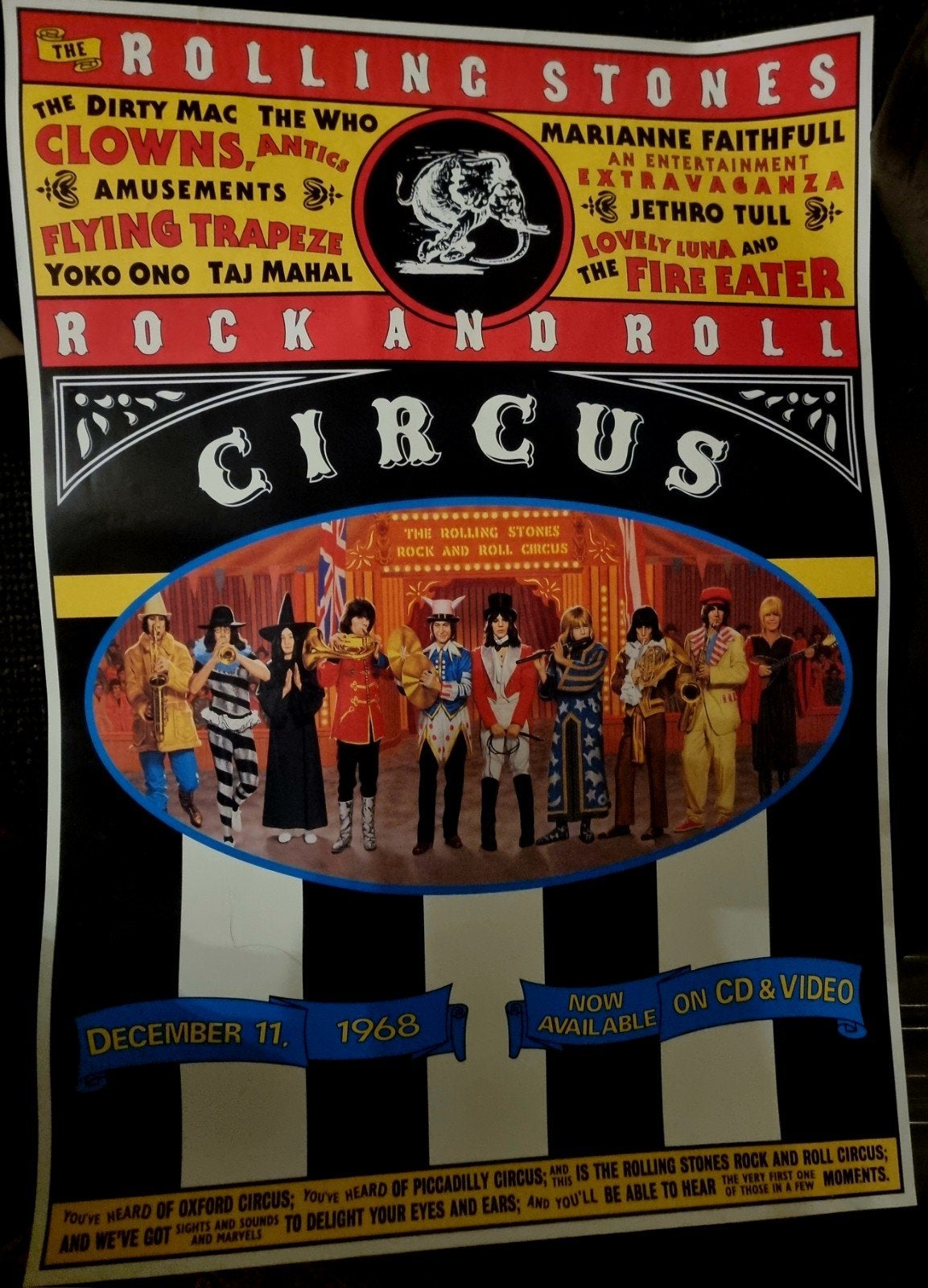 The Rolling Stones Rock and Roll Circus Poster 1968, Ophalen of Verzenden