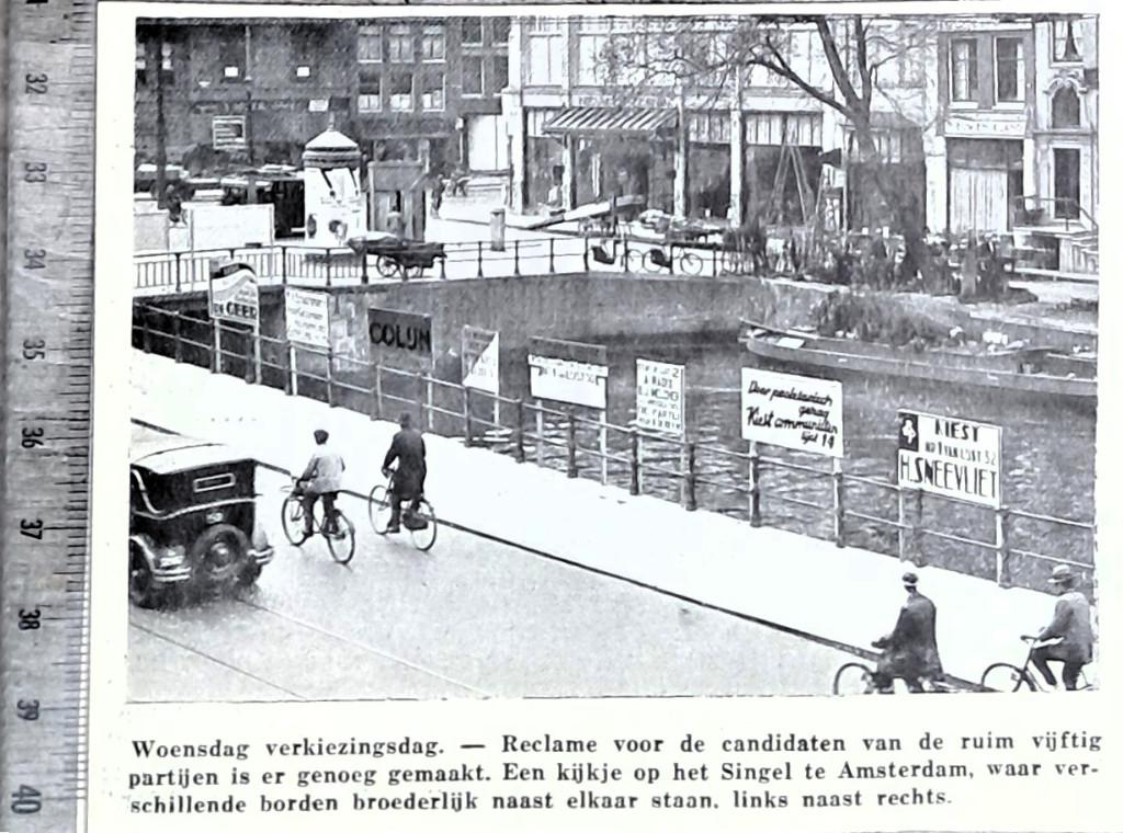 Amsterdam 1933, verkiezingsborden op de Singel, Verzenden, Voor 1940, Gebruikt, Overige onderwerpen