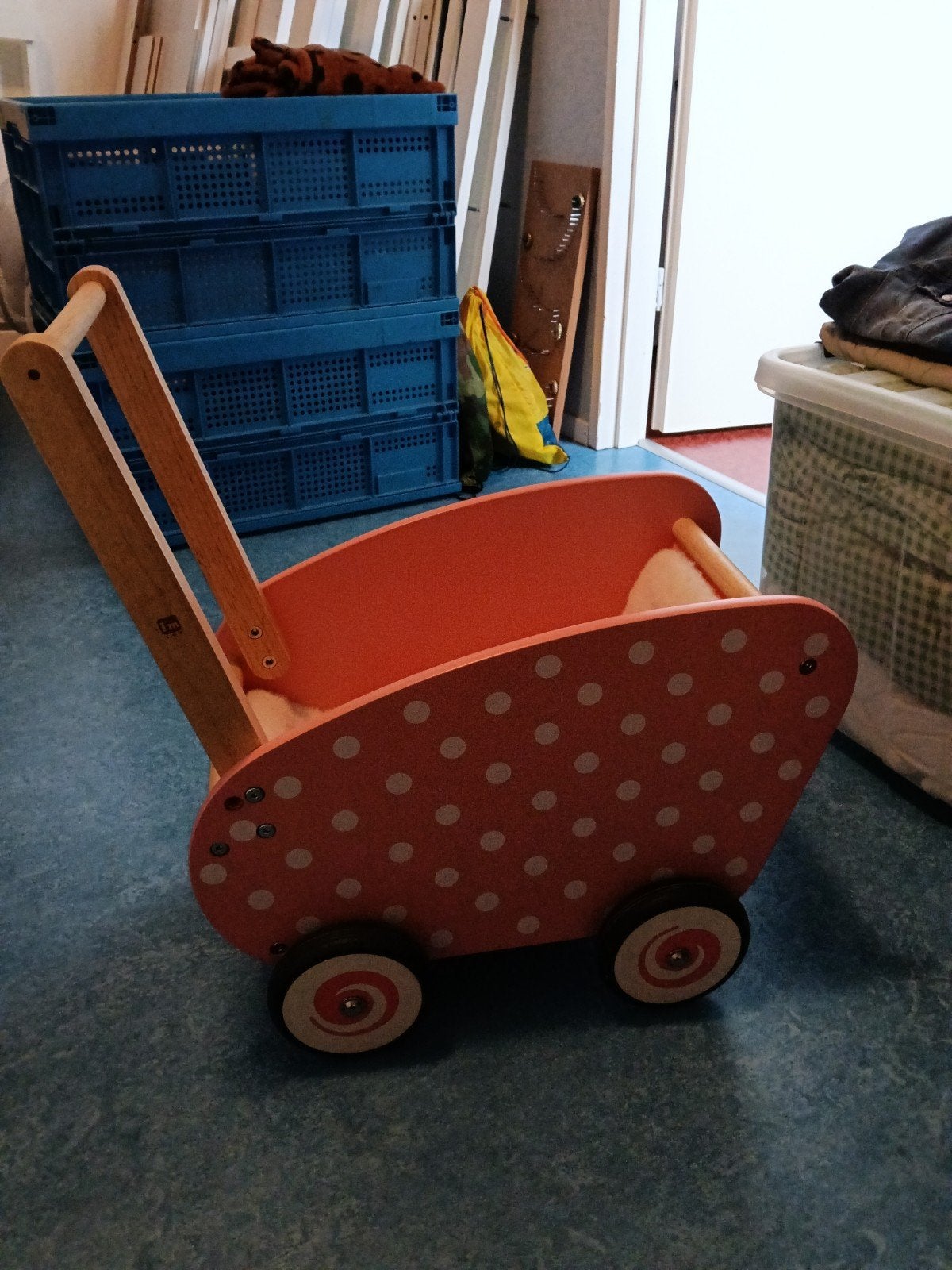 !Nieuwe! Houten poppenwagen, Ophalen, Nieuw, Duw- of Trekspeelgoed