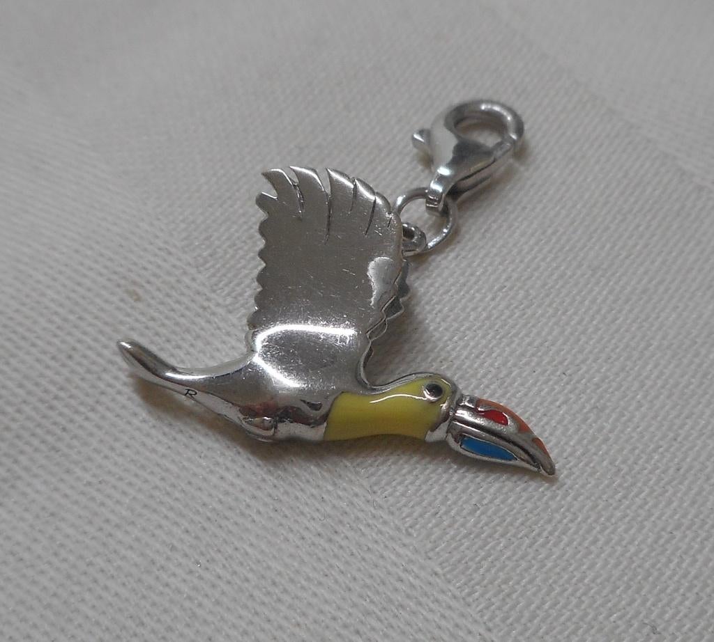 Zilveren afneembare bedel / hanger vogel nr.2208, Overige merken, Verzenden, Zo goed als nieuw, 1 bedel