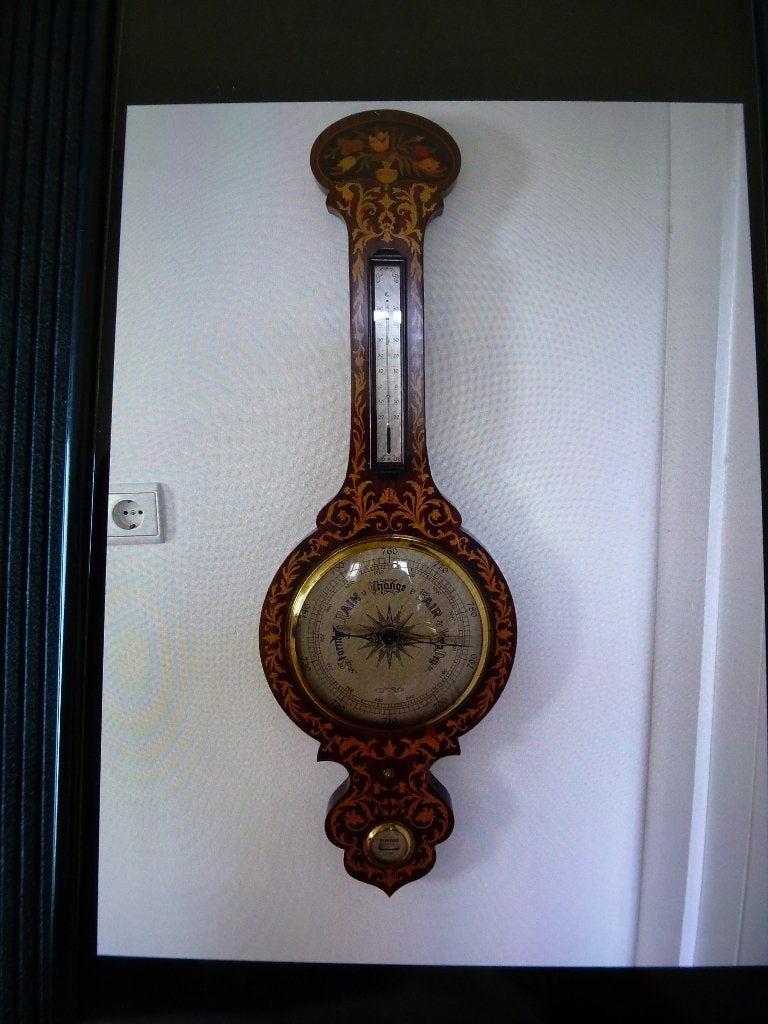 Antieke Banjo barometer met thermometer, Ophalen, Gebruikt